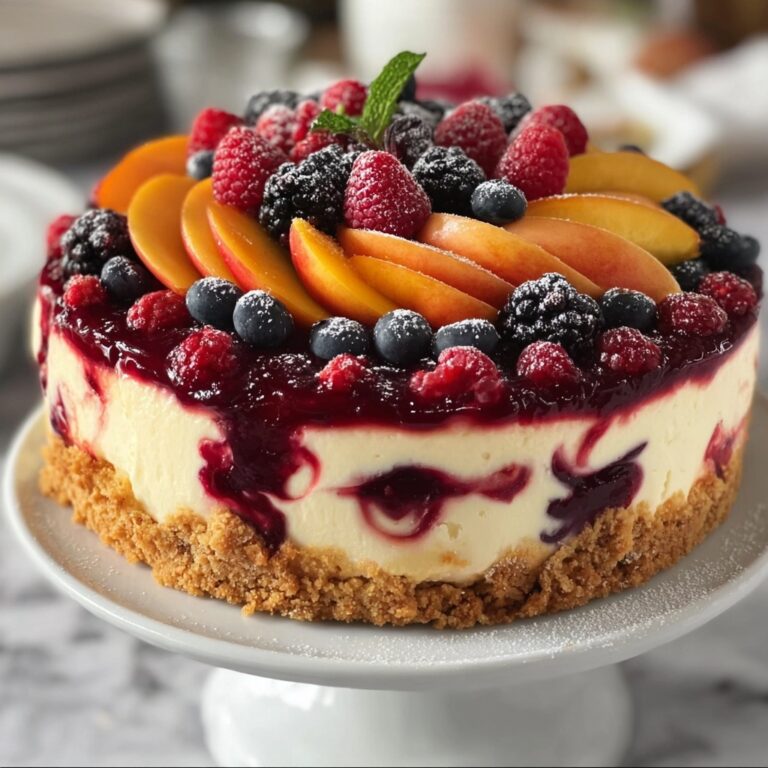 Savory Summer Berry and Peach Cheesecake Recipe