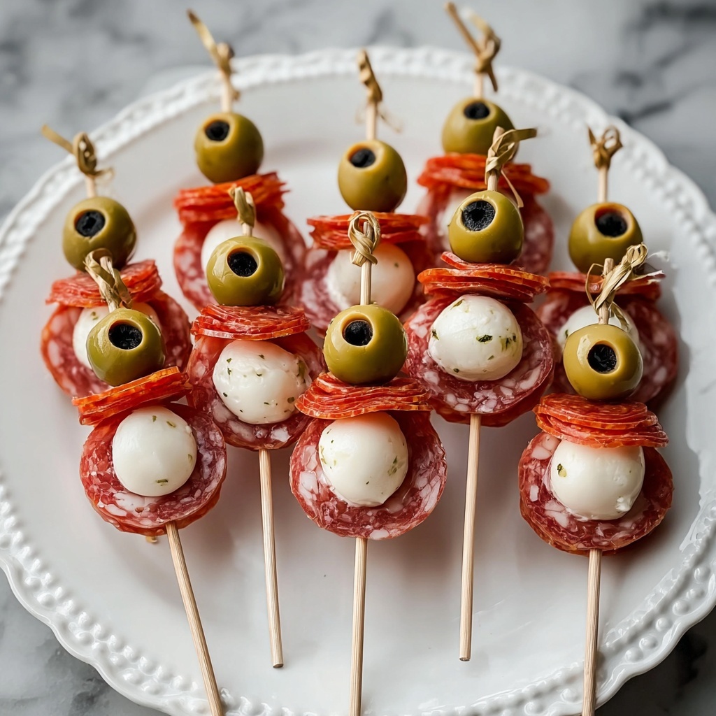 Creepy Skewered Salami Eyeballs: Spooky Fun for Halloween Snacks Recipe - Recipe Image