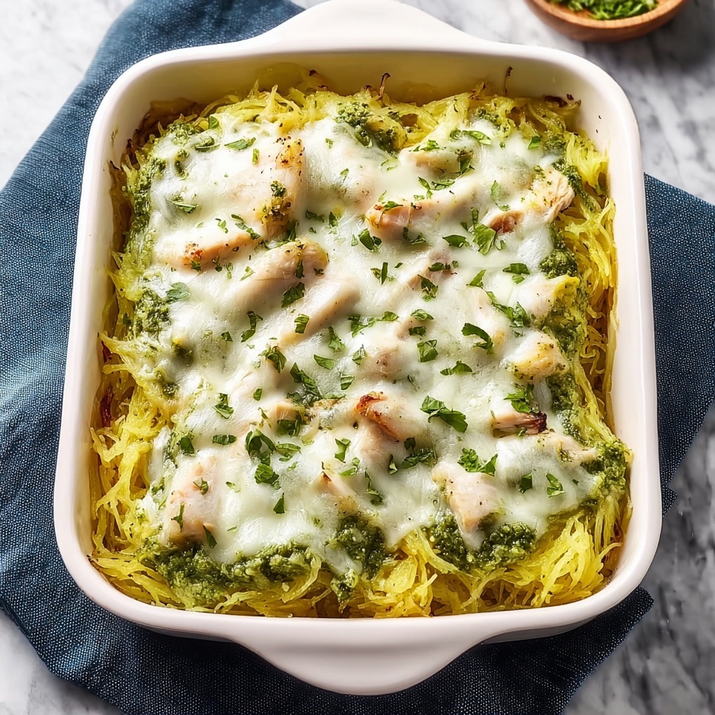 Cheesy Pesto Chicken Spaghetti Squash for Cozy Nights Recipe - Recipe Image